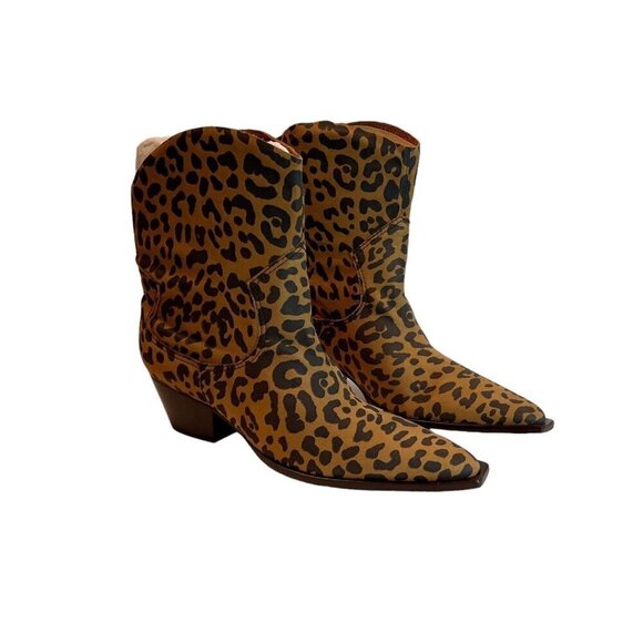 Schutz Women's Tessie Mid Heeled Bootie Animal Print Black Brown Size 6.5 NWOB - Picture 3 of 7
